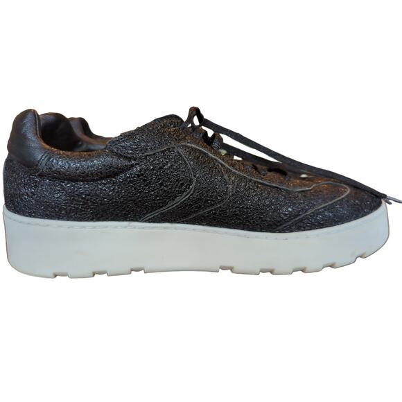 Voile Blanche black textured leather sneaker casual shoes - Picture 3 of 12